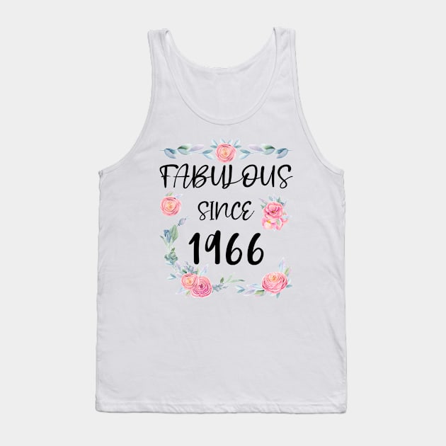 Women 55 Years Old Fabulous Since 1966 Flowers Tank Top by artbypond